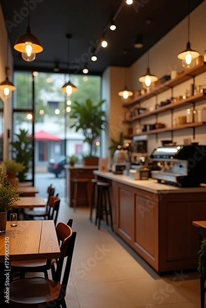 Obraz Coffee shop vertical bustling (variation)