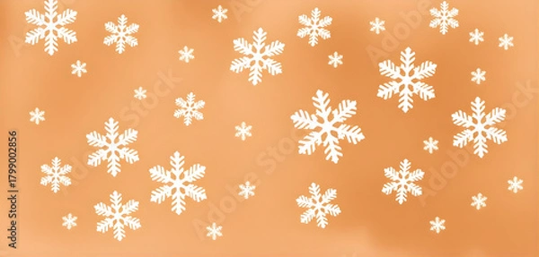 Fototapeta  Warm cocoa brown watercolor background with white snowflakes painted in loose strokes, cozy festive tone.