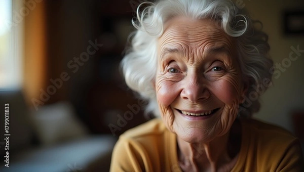 Obraz an old granny looking at camera with a warm and gentle smile