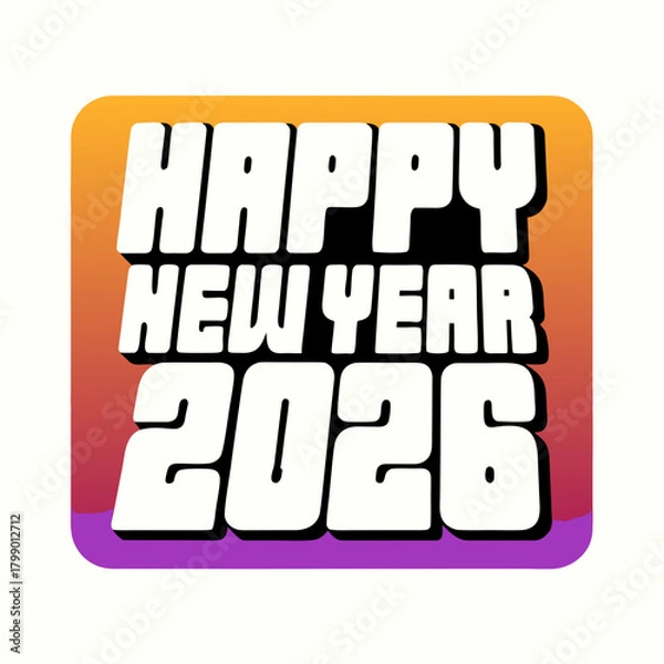 Fototapeta A vibrant and modern design celebrating the arrival of the year 2026 isolated on, featuring bold typography with a playful style on a colorful background