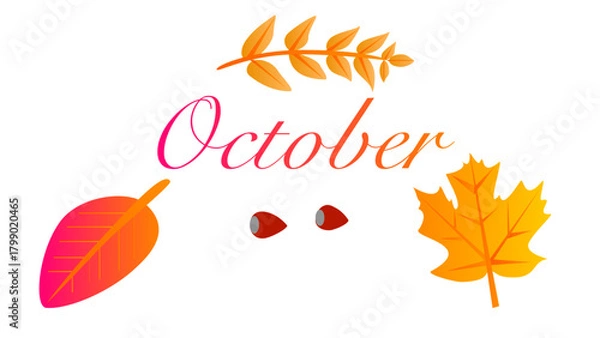 Obraz Autumn leaves on white background. Vector illustration.