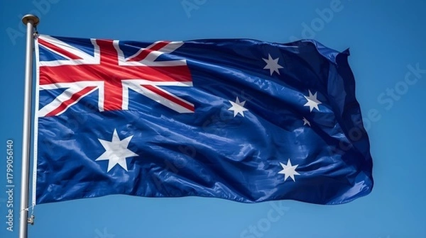 Fototapeta Flag of Australia, Fabric realistic flag, Australia Independent Day flag