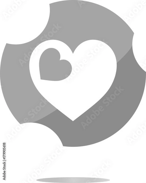 Obraz Valentine heart sign, web button isolated on white