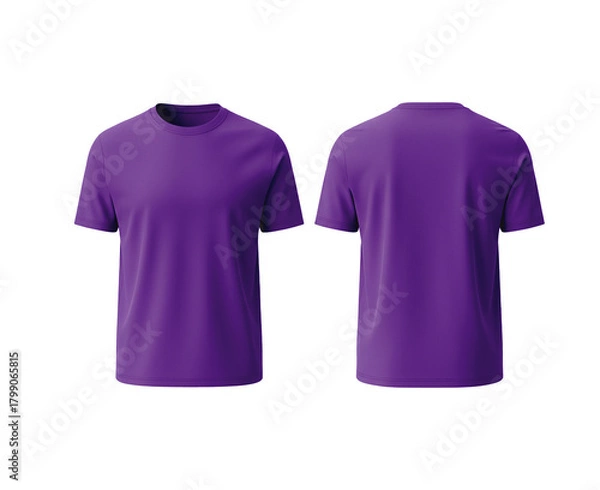 Obraz Front and back view of a plain purple t shirt