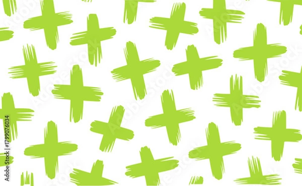 Fototapeta Green brush stroke crosses pattern vector