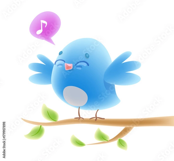 Obraz Cute cartoon singing bird