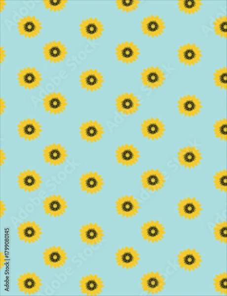 Fototapeta Sunflower seamless pattern. Illustration sunflower seamless pattern, floral spring.    Sunflower vector seamless pattern floral texture

