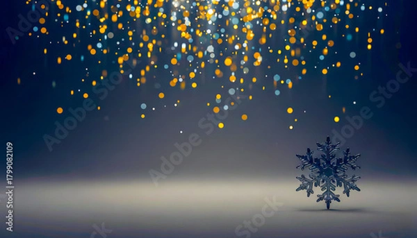 Fototapeta Snowflake on bokeh lights background