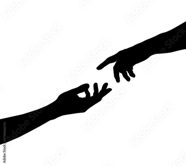 Obraz Hands Reaching Up Silhouette Illustration.