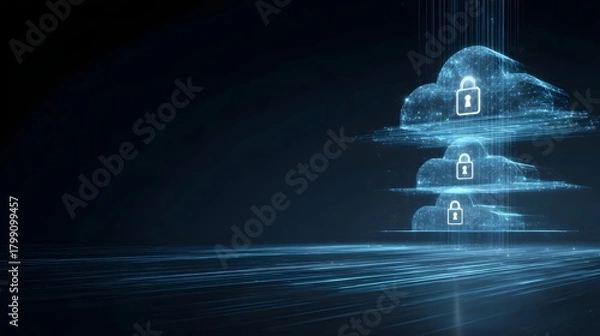 Obraz Secure Cloud Network Protection with Padlock Icons