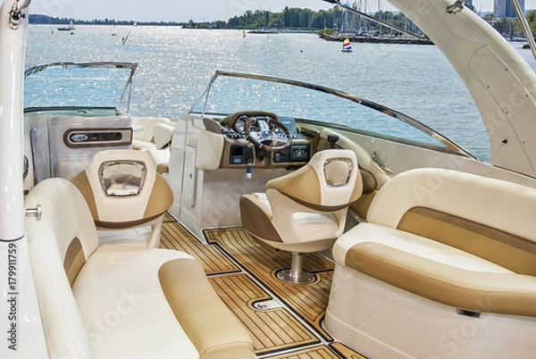 Fototapeta Interior of luxury yacht.
