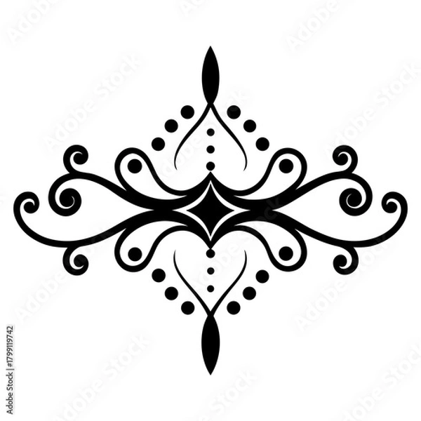 Obraz black and white floral elements design