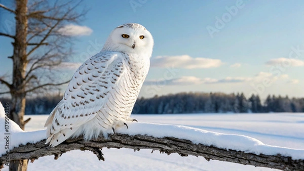 Obraz snowy owl in the snow