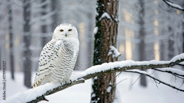 Obraz snowy owl in snow
