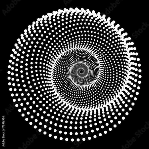 Fototapeta Płaskie wektor generowane komputerowo Phyllotaxis kropkowane Helix Fraktal - Generative Op Art