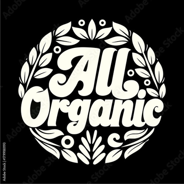 Obraz Round botanical hand-drawn logo