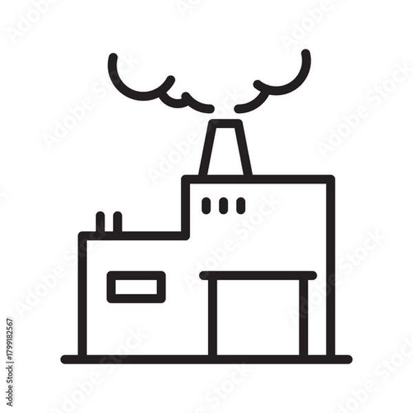 Fototapeta Factory icon vector design with chimney in trendy style