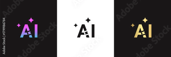 Obraz AI logo icon set. Artificial intelligence symbol vector collection