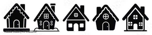 Fototapeta gingerbread house vector design with black silhouette and white background