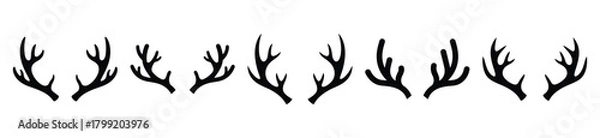 Obraz reindeer antlers vector design with black silhouette and white background