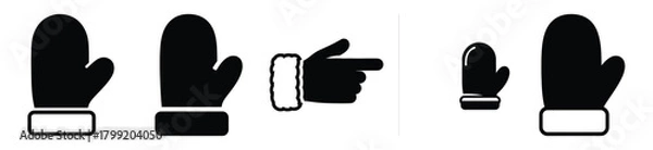 Fototapeta santa glove vector design with black silhouette and white background