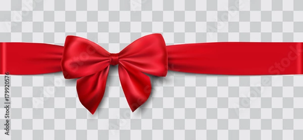 Fototapeta Red Satin Ribbon and Bow Vector Ilustration