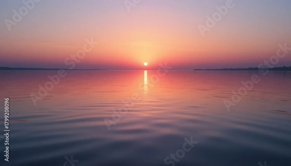Obraz Tranquil Sunset Over Calm Water Reflecting Soft Pastel Colors