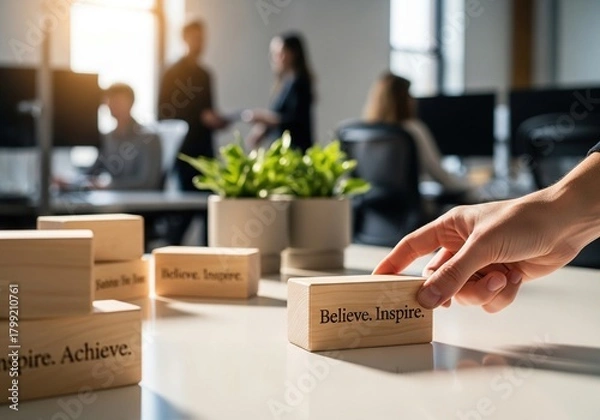 Fototapeta Inspire your team with this motivational office workspace scene today