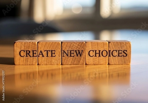 Fototapeta Inspiring message Create New Choices on wooden blocks for fresh start