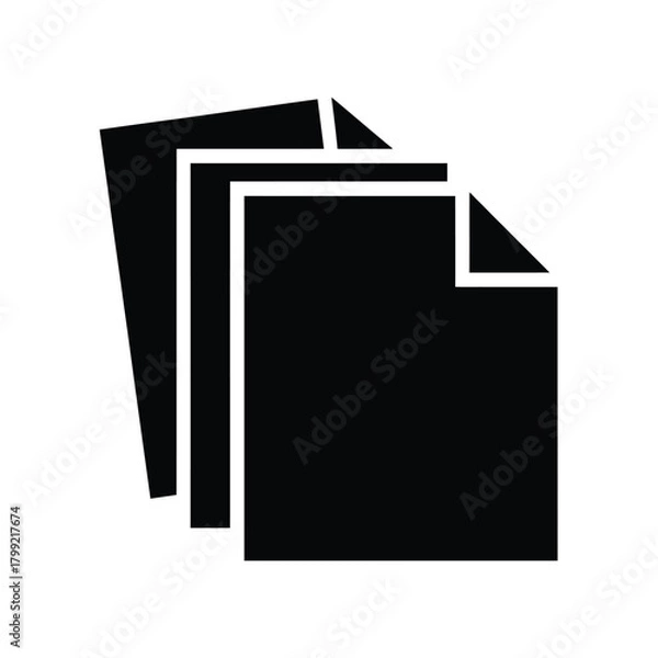 Obraz Black icon representing multiple documents or pages stacked together