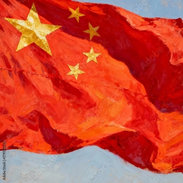 Fototapeta chinese flag on the wind