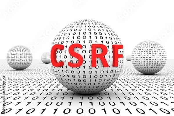 Fototapeta CSRF conceptual sphere binary code 3d illustration