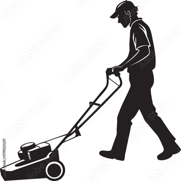 Obraz man with lawn mower