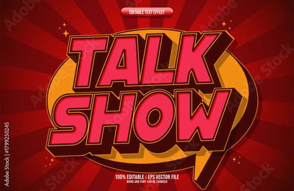 Fototapeta Bold Retro Talk Show 3D editable text effect