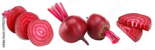 Obraz beetroot with pieces of beetroot isolated on white background. clipping path