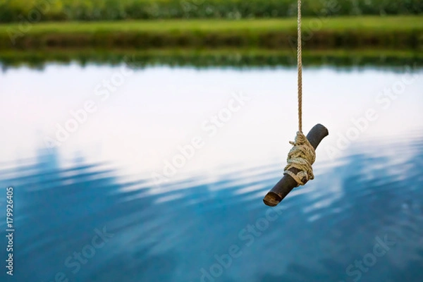 Fototapeta Pond rope swing
