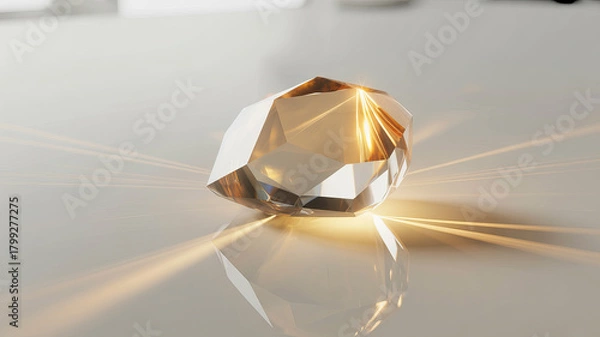 Fototapeta Stunning gem reflecting light, perfect for luxury branding and sophisticated designs, conveying elegance and value, ideal for jewelry or investment concepts