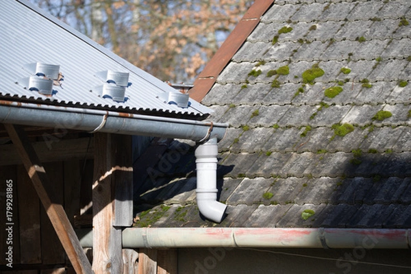 Obraz Detailed View of Rain Gutter on Roof