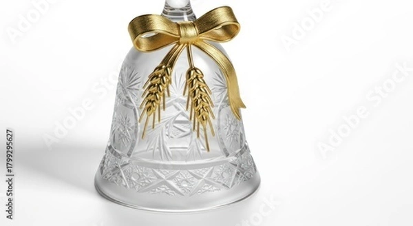 Obraz Crystal bell with gold ribbon and wheat