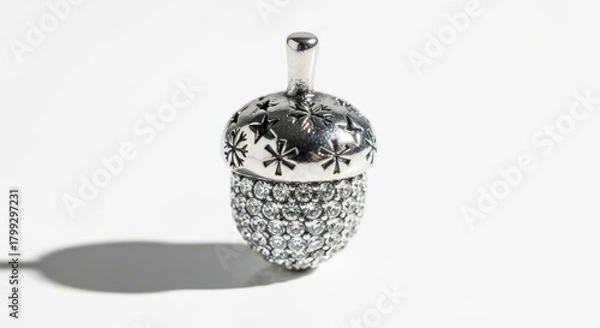 Fototapeta Close-up of a silver acorn pendant with