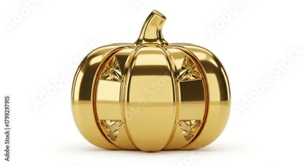 Obraz Shiny gold pumpkin on white background