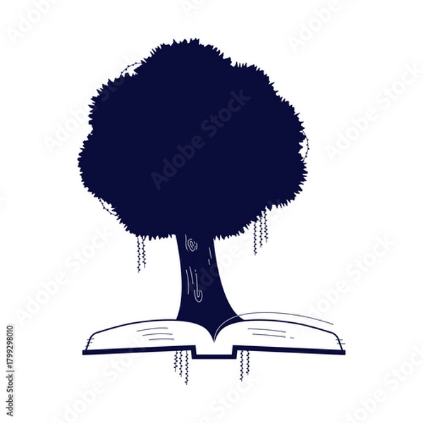 Fototapeta Tree grows from opened book. Wisdom growth background.