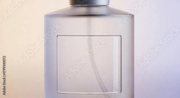 Fototapeta Elegant Frosted Glass Perfume Bottle with Blank Label Luxury Scent Container Mockup