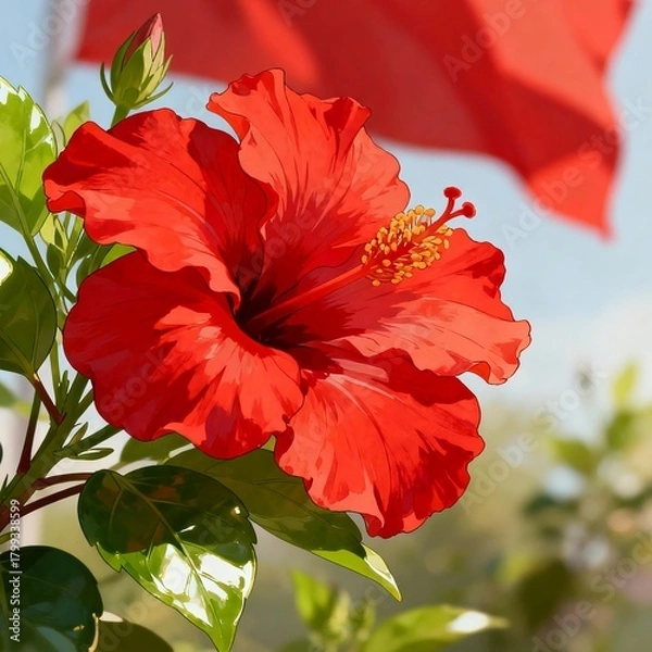 Fototapeta red hibiscus flower