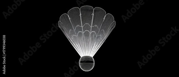 Obraz Minimalist Abstract Shuttlecock Design with Light Effect on Black Background