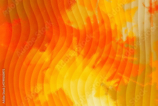 Fototapeta Abstract orange and yellow watercolor background with wavy lines pattern