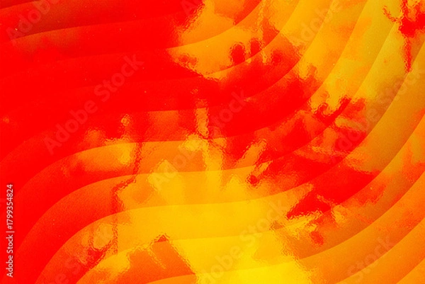 Fototapeta Abstract red and yellow watercolor background with wavy lines pattern