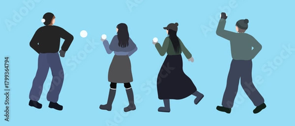 Obraz 겨울 눈싸움하는 캐릭터