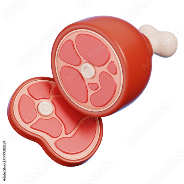 Fototapeta 3D Raw Beef Cut and Sliced Steak Isolated.