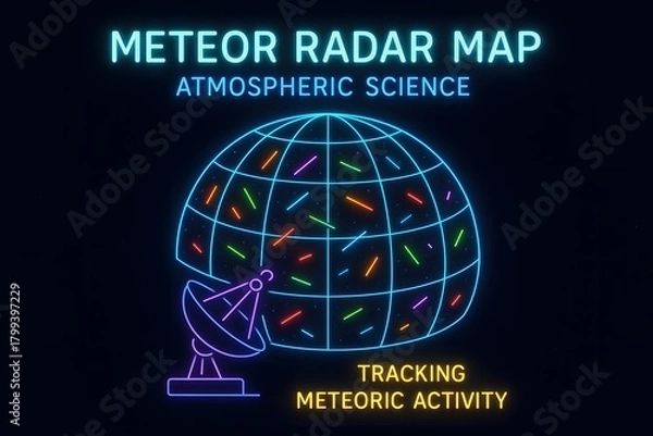 Obraz Neon Meteoric Radar System with Detection Waves for Space Monitoring